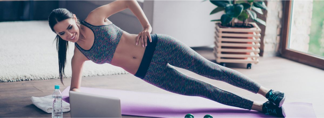 Women trying out online fitness challenge